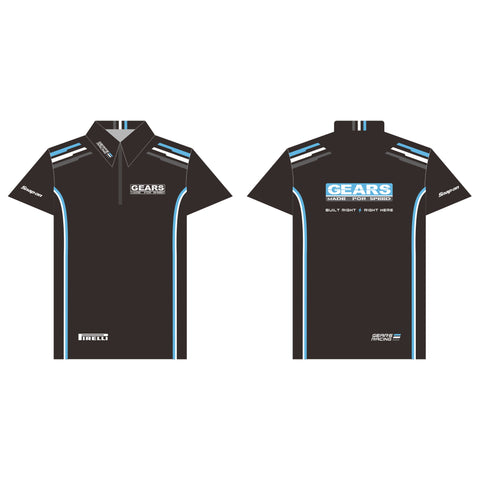 2023 Gears Racing Design Classico Black Fast Drying Polo Shirt GRD-2310-PO-CK